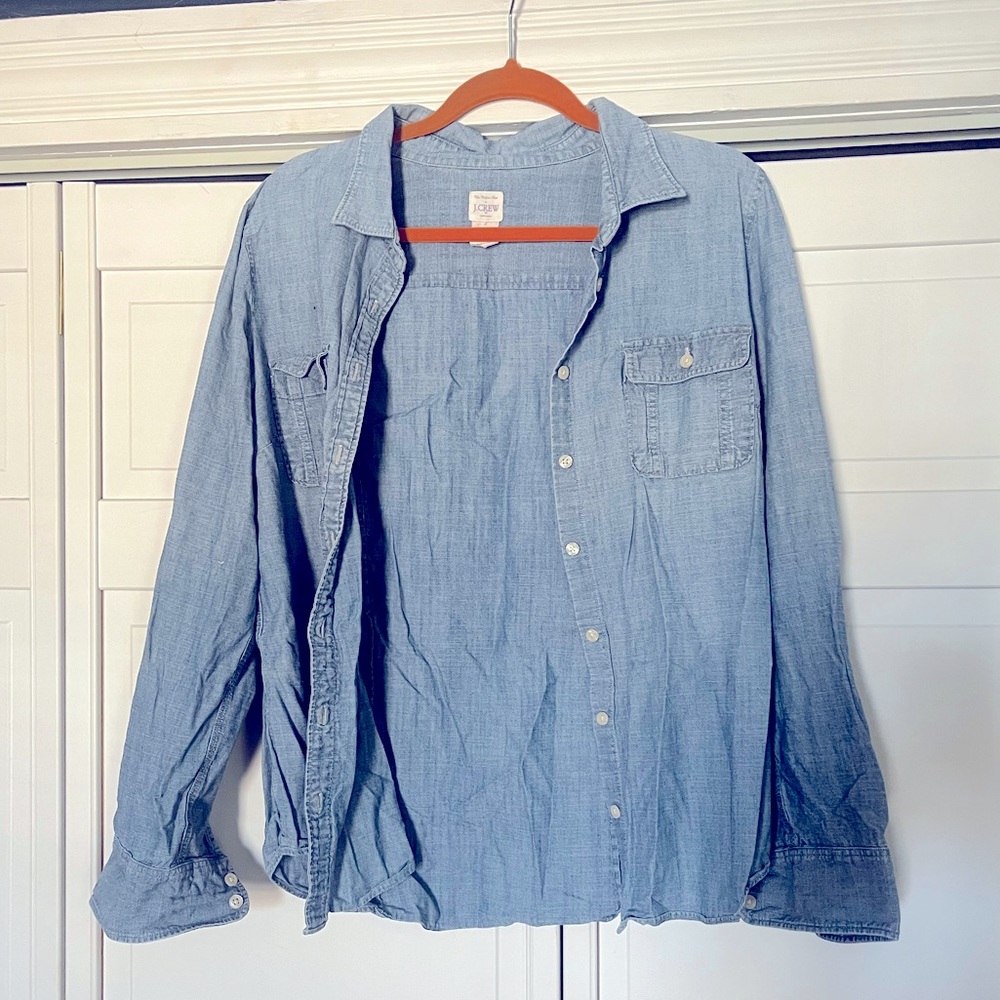 JCrew Perfect Shirt in chambray! Wardrobe staple!